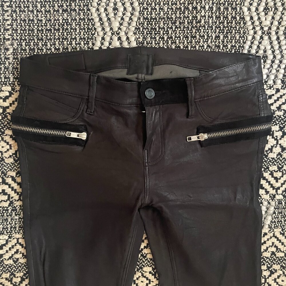 New RtA Black Lamb Leather Zip-Around Designer Pants NWOT Size 25 - Picture 2 of 13